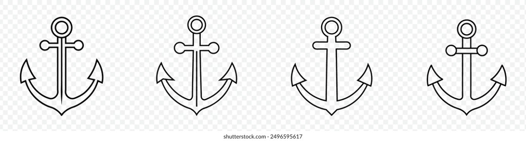 Anchor icon set. Anchor symbol logo. Anchor marine icon. Anchors icon template. Anchor vector icon, Anchors icons set. Logo for boat