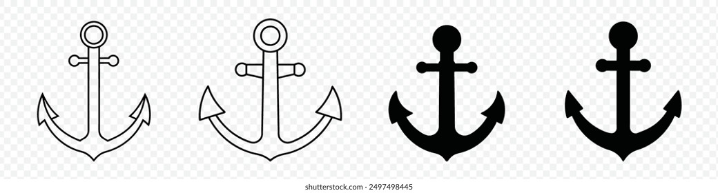 Anchor icon set. Anchor symbol logo. Anchor marine icon. Anchors icon template. Anchor vector icon, Anchors icons set. Logo for boat