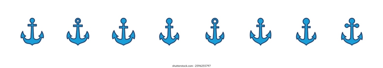Anchor icon set. Anchor symbol logo. Anchor marine icon.