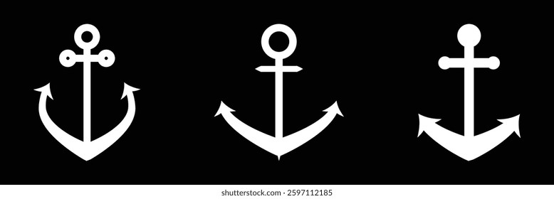 Anchor icon set. Anchor symbol logo. Anchor marine icon. Anchors icon template. Anchor vector icon, Anchors icons set. Eps 10.