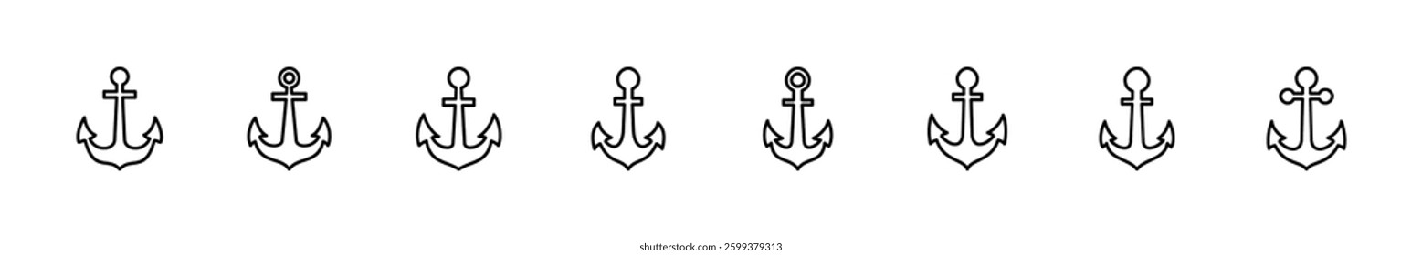 Anchor icon set. Anchor symbol logo. Anchor marine icon.