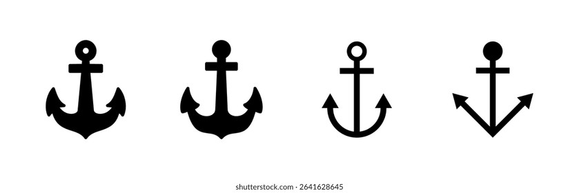Anchor icon set. Anchor symbol logo. Anchor marine icon.