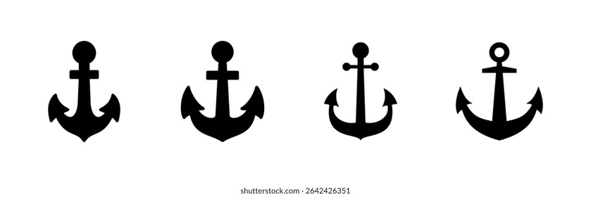 Anchor icon set. Anchor symbol logo. Anchor marine icon.