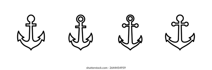 Anchor icon set. Anchor symbol logo. Anchor marine icon.