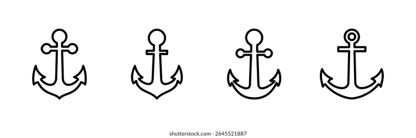 Anchor icon set. Anchor symbol logo. Anchor marine icon.