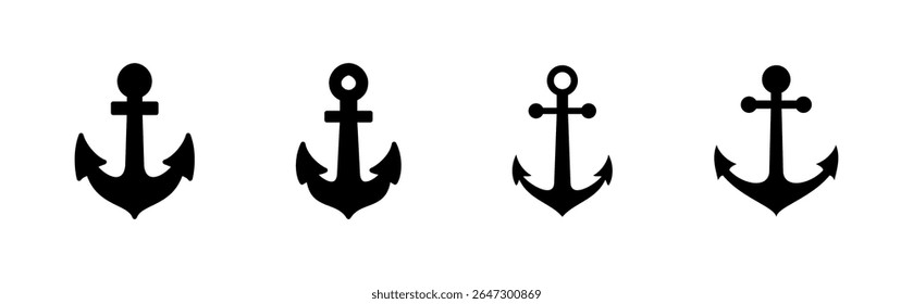 Anchor icon set. Anchor symbol logo. Anchor marine icon.
