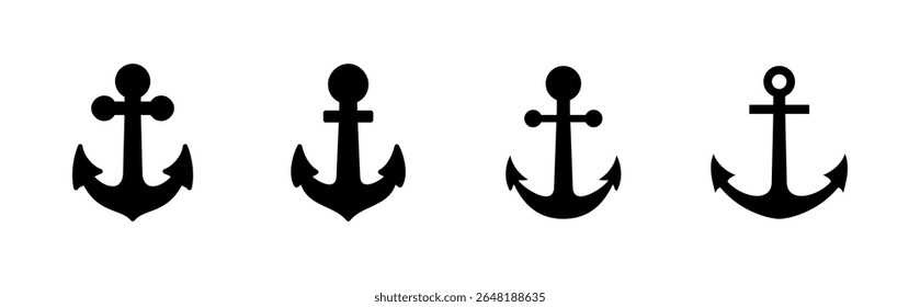 Anchor icon set. Anchor symbol logo. Anchor marine icon.