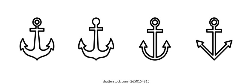 Anchor icon set. Anchor symbol logo. Anchor marine icon.