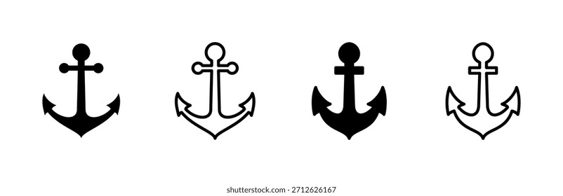 Ankersymbolsatz. Logo des Ankersymbols. Anker Marine Ikone.