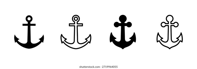 Conjunto de iconos de anclaje. Logotipo del símbolo del ancla. Ancla el icono marino.