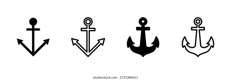 Anchor icon set. Anchor symbol logo. Anchor marine icon.