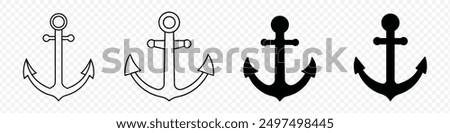 Anchor icon set. Anchor symbol logo. Anchor marine icon. Anchors icon template. Anchor vector icon, Anchors icons set. Logo for boat