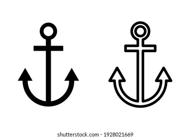 Anchor icon set. Anchor symbol logos. Anchor marine icons.