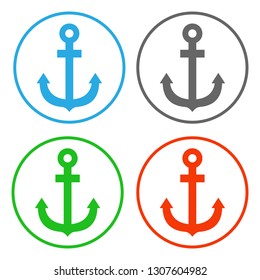 Anchor. Icon set. Vector.