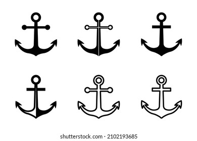 anchor icon set vector design template in white background