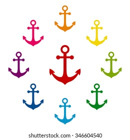 Anchor icon set. Vector illustration