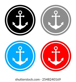 Conjunto de iconos de ancla, icono de Vector sobre fondo blanco