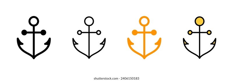 Anchor icon set vector. Anchor sign and symbol. Anchor marine icon.
