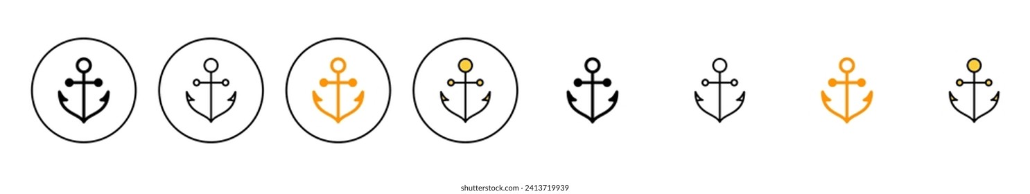 Anchor icon set vector. Anchor sign and symbol. Anchor marine icon.