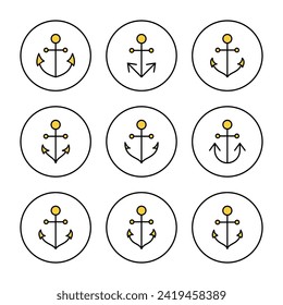 Anchor icon set vector. Anchor sign and symbol. Anchor marine icon.