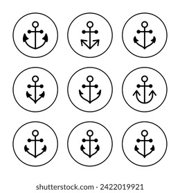 Anchor icon set vector. Anchor sign and symbol. Anchor marine icon.