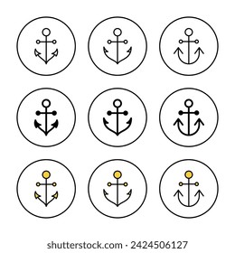 Anchor icon set vector. Anchor sign and symbol. Anchor marine icon.