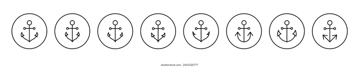 Anchor icon set vector. Anchor sign and symbol. Anchor marine icon.