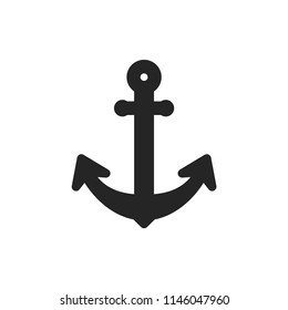 Anchor icon. Ship symbol. Marine sign, flat vector element isolated on white background. Simple vector illustration for graphic and web design.