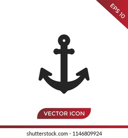 Anchor icon. Ship symbol. Marine sign, flat vector element isolated on white background. Simple vector illustration for graphic and web design.