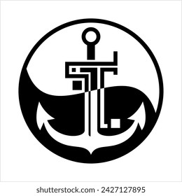 Icono de ancla, icono de ancla de barco Ilustración de arte vectorial
