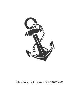 Anchor Icon Silhouette Illustration. Nautical Vector Graphic Pictogram Symbol Clip Art. Doodle Sketch Black Sign.