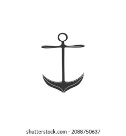 Anchor Icon Silhouette Illustration. Nautical Metal Vector Graphic Pictogram Symbol Clip Art. Doodle Sketch Black Sign.