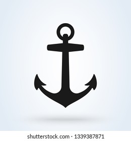 Anchor icon silhouette vector illustration. isolated on white background