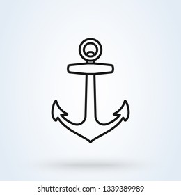 Anchor icon silhouette vector illustration. line art