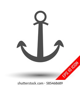 Anchor icon. Simple flat logo of anchor isolated on white background. Vector illustration.