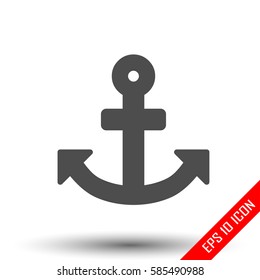 Anchor icon. Simple flat logo of anchor isolated on white background. Vector illustration.