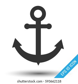 Anchor icon. Simple flat logo of anchor isolated on white background. Vector illustration.