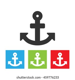 Anchor icon. Simple logo of anchor isolated on white background. Flat vector illustration.