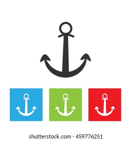 Anchor icon. Simple logo of anchor isolated on white background. Flat vector illustration.