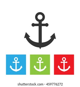 Anchor icon. Simple logo of anchor isolated on white background. Flat vector illustration.