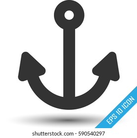 Anchor icon. Simple picture of anchor isolated on white background. Vector illustration.