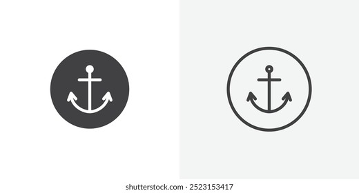 Anchor icon. solid filled and stroke thin line style eps 10