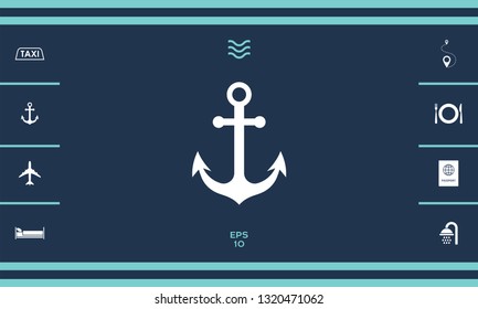Anchor icon symbol. Graphic elements for your design