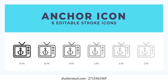 Anchor icon symbol. Isolated. Vector illustration with editable stroke.