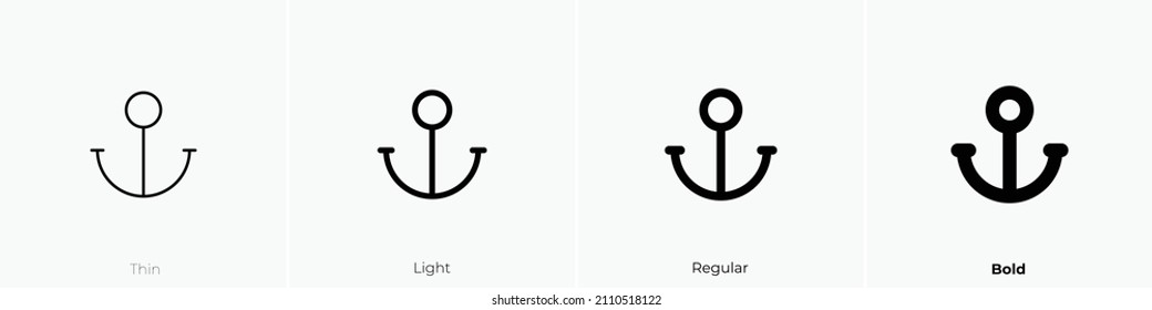 anchor icon. Thin, Light Regular And Bold style design isolated on white background