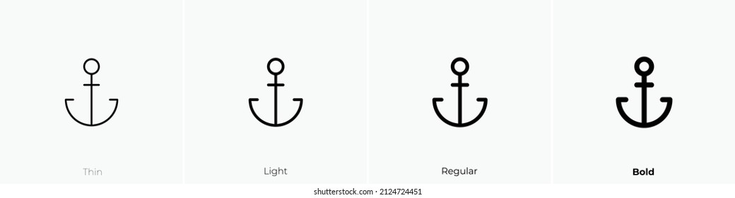 anchor icon. Thin, Light Regular And Bold style design isolated on white background