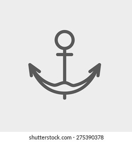 Anchor icon thin line for web and mobile, modern minimalistic flat design. Vector dark grey icon on light grey background.