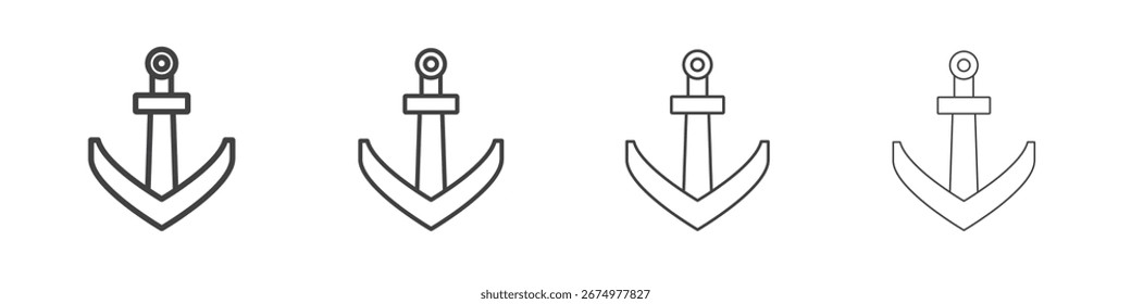 Ankersymbol. Dünnes Liniensymbol für Website-Design und -Entwicklung, App-Entwicklung.