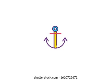 Anchor icon in trendy flat style isolated on white background vector illustration