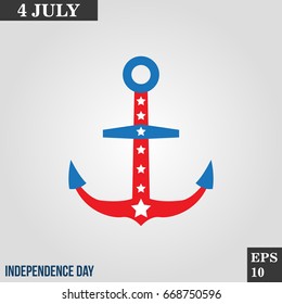 Anchor icon in trendy flat style isolated on grey background. Usa independence day symbol for your design, logo, UI. Vector illustration, EPS10.